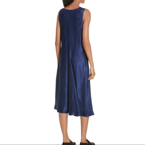 Vince Asymmetrical Crinkled Satin Dress - Picture 2 of 8